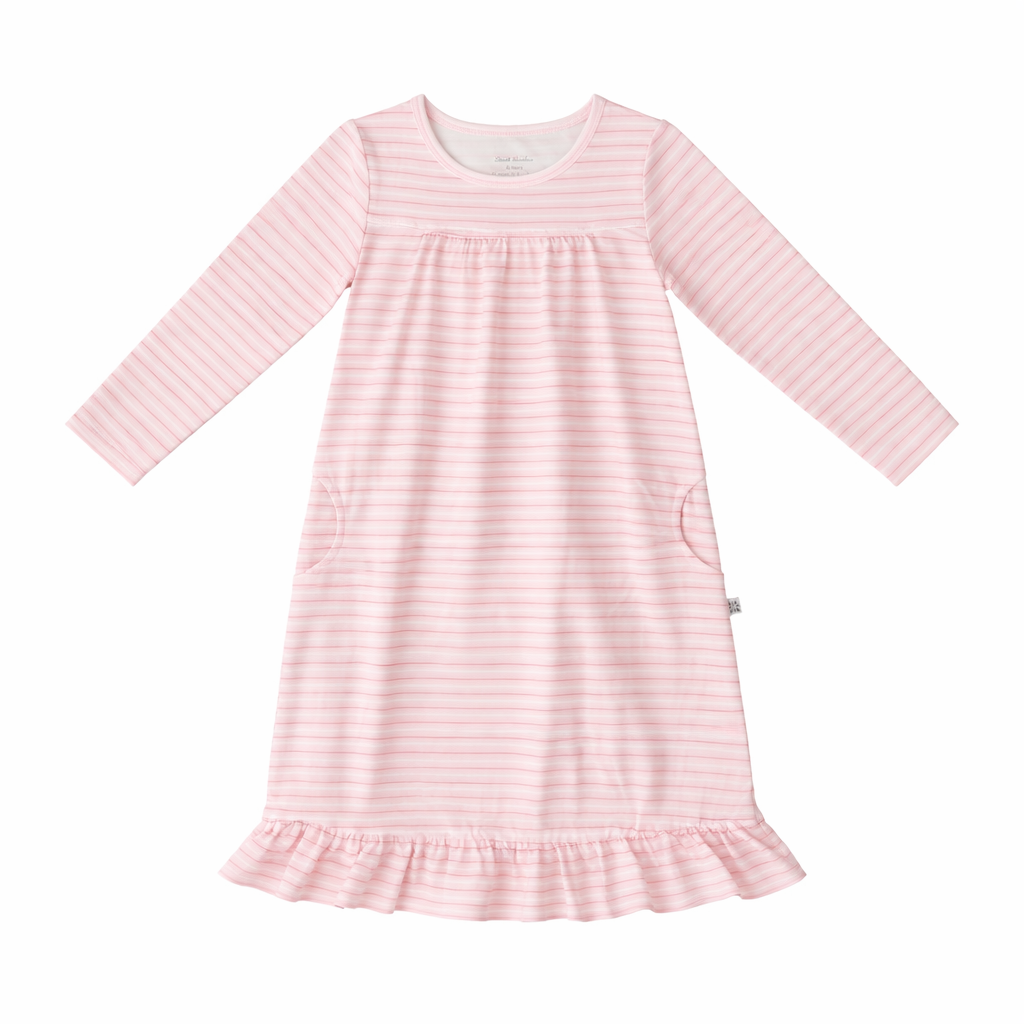 SWEET BAMBOO L/S Boho Dress - Pink Stripe