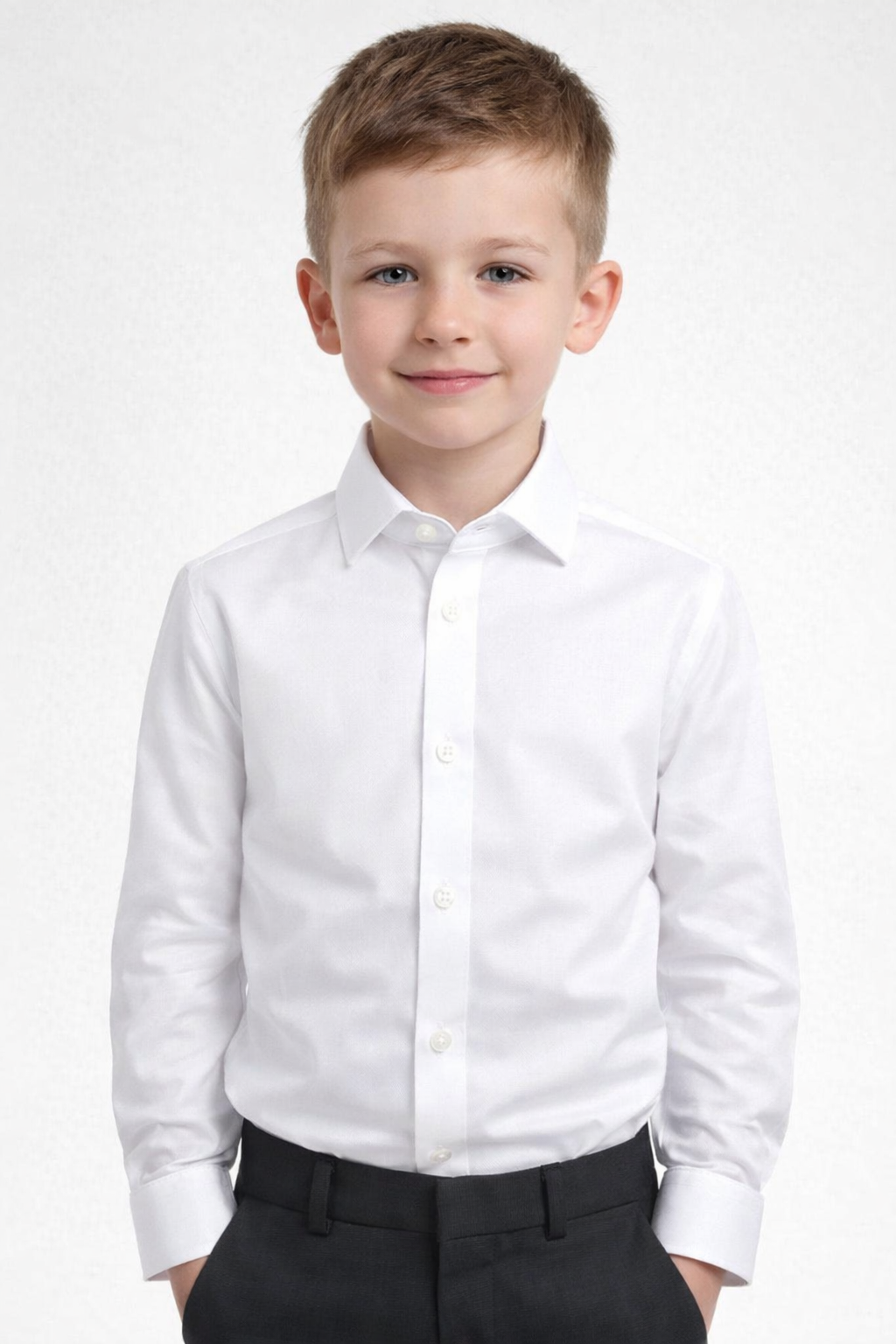 ALVISO BOYS WHITE DRESSY SHIRT SLIM FIT