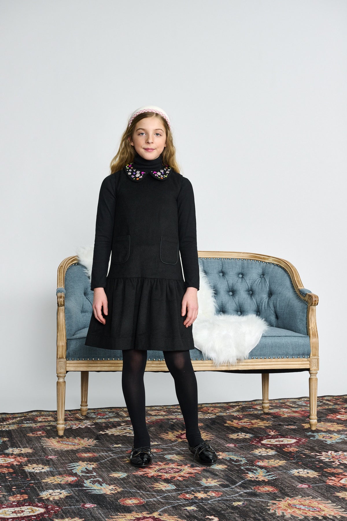 Porter Black Wool W/ Neon Beaded Collar Jumper 2513 AW26