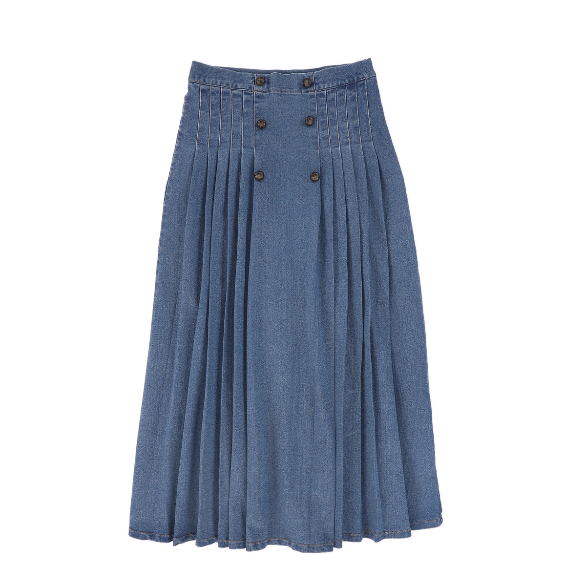 BACE LT BLUE DENIM DENIM PLEAT BUTTON MAXI SKIRT AW26 28558