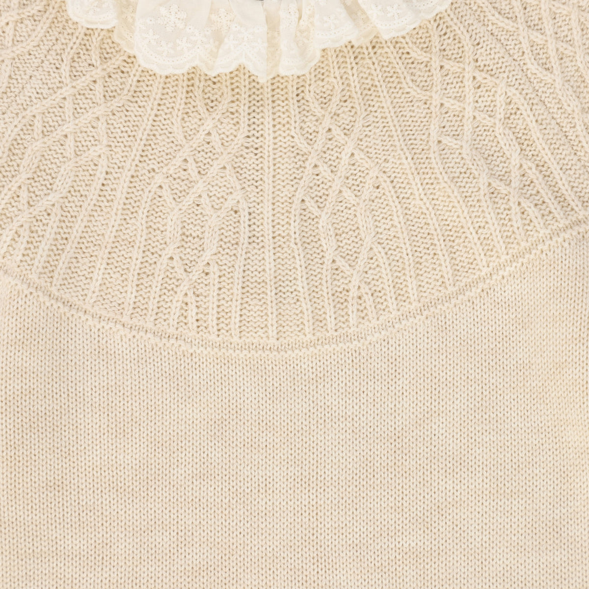 BACE OATMEAL POINTELLE LACE COLLAR SWEATER WITH SKIRT SET AW26 28331