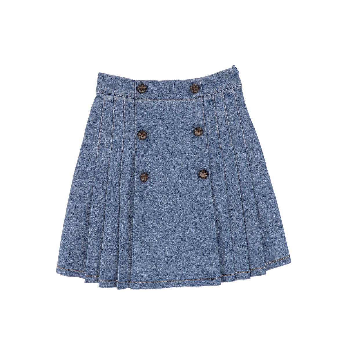 BACE LT BLUE DENIM DENIM PLEATED BUTTON SKIRT AW26 29447