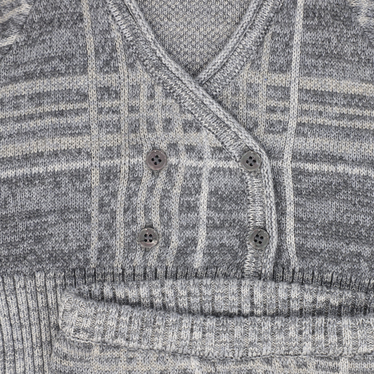 LE BOURDON GREY PLAID KNIT VEST SET AW26 27495
