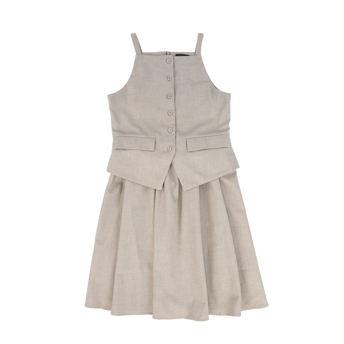 BAMBOO BEIGE WOOL WAISTCOAT DRESS AW26 28034