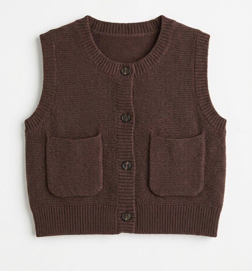 Space Grey Girls Garter Knit Vest AW26 WB6CY3145V
