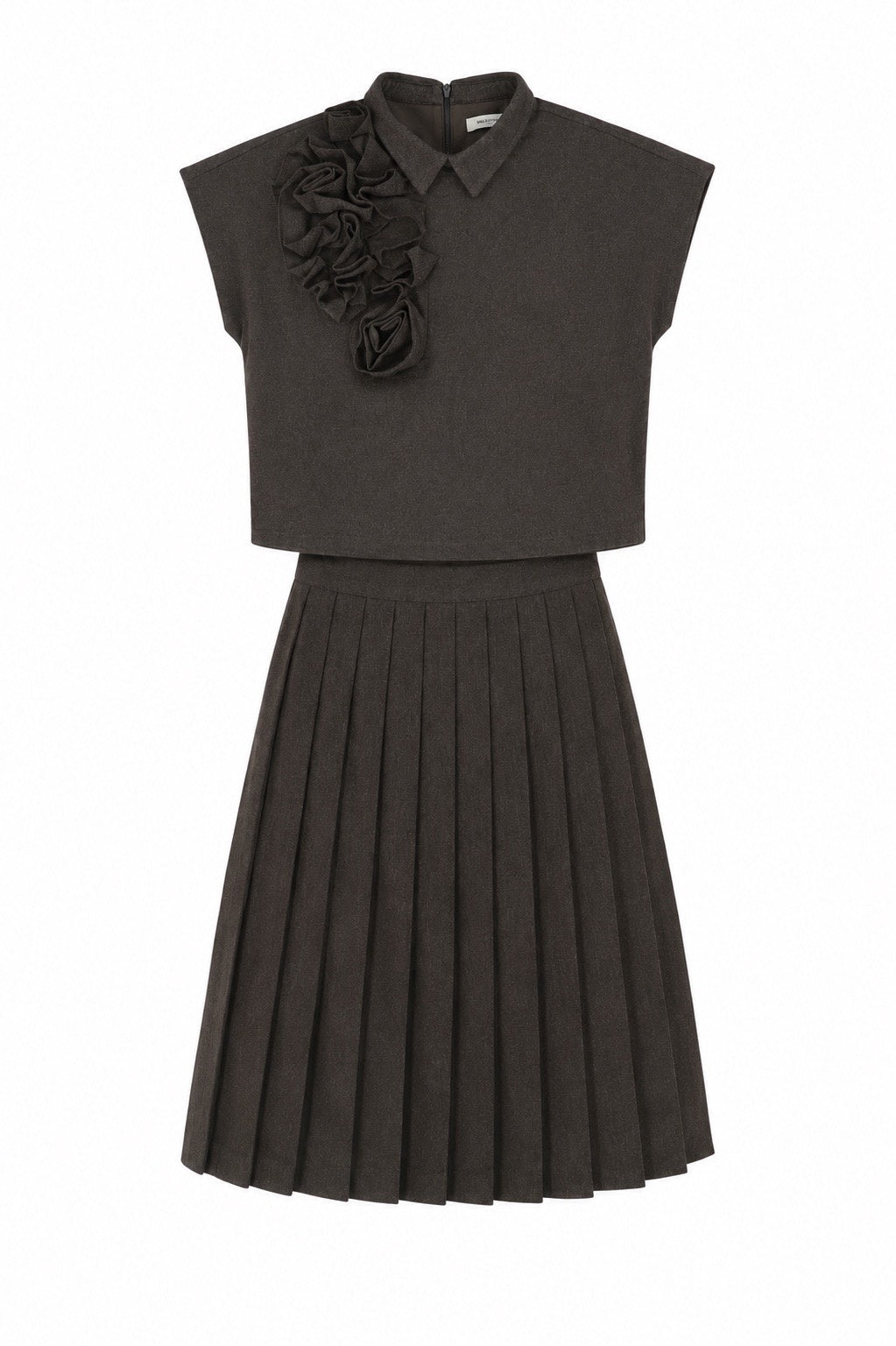 VALENTINA BROWN FLOWER DETAIL SHOULDER VEST AW26 27161