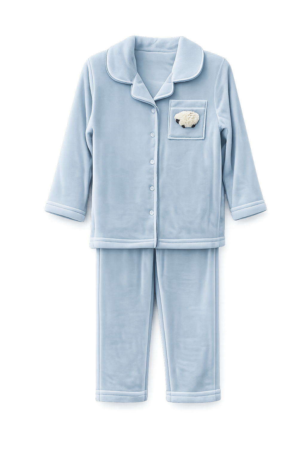 BEBE JOLEE BLUE EMBROIDERED POCKET TRIM PAJAMAS AW26 26874