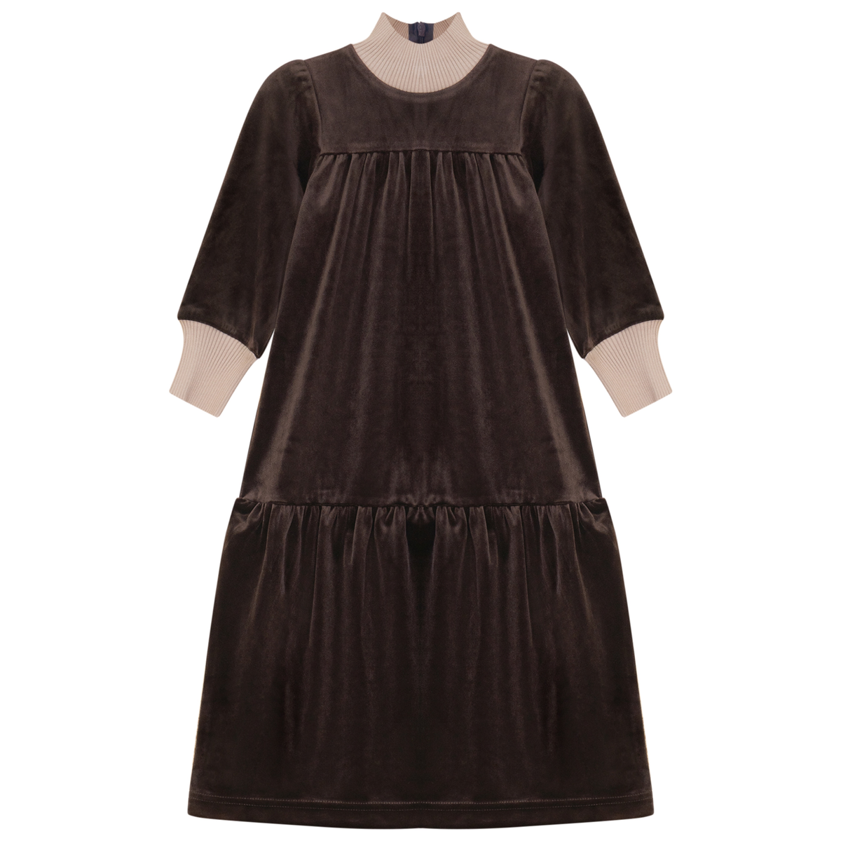 Lola (Gold New) Girls Long Dress With Rib Knit Trim AW26 WB6CP7499