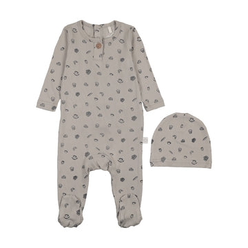 Pouf breakfast-print-footie-grey AW26