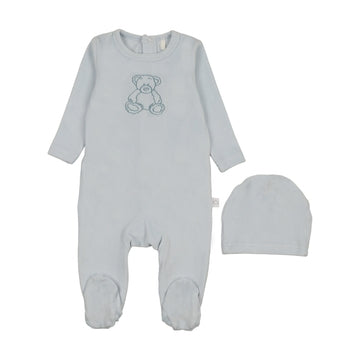 Pouf velour-bear-footie-blue AW26