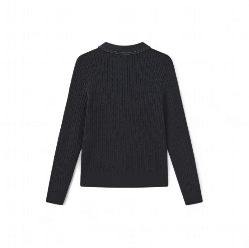 Slate Cable Knit Contrast Fabric Cardigan w-27010 FW26