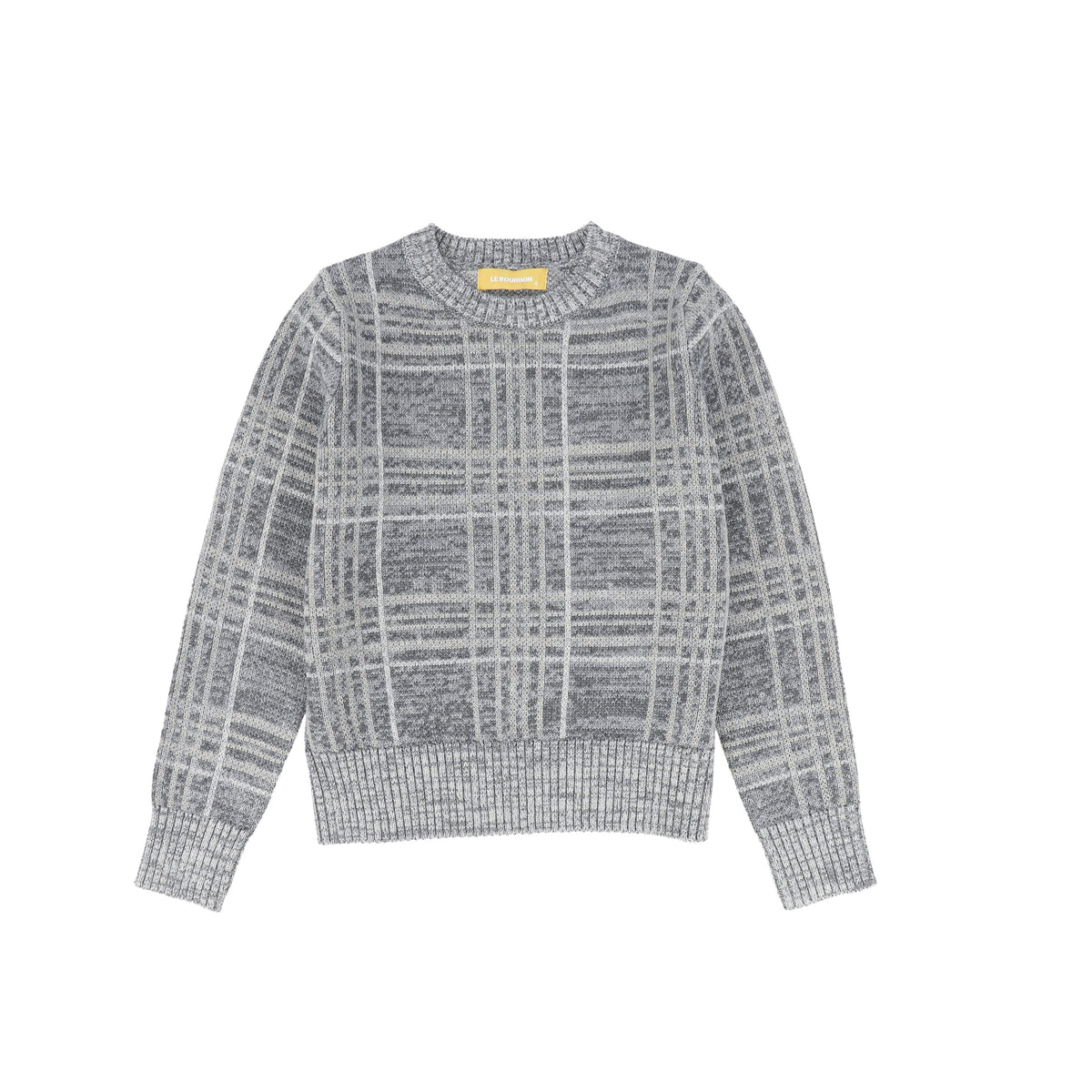LE BOURDON GREY PLAID CREWNECK SWEATER AW26 30122