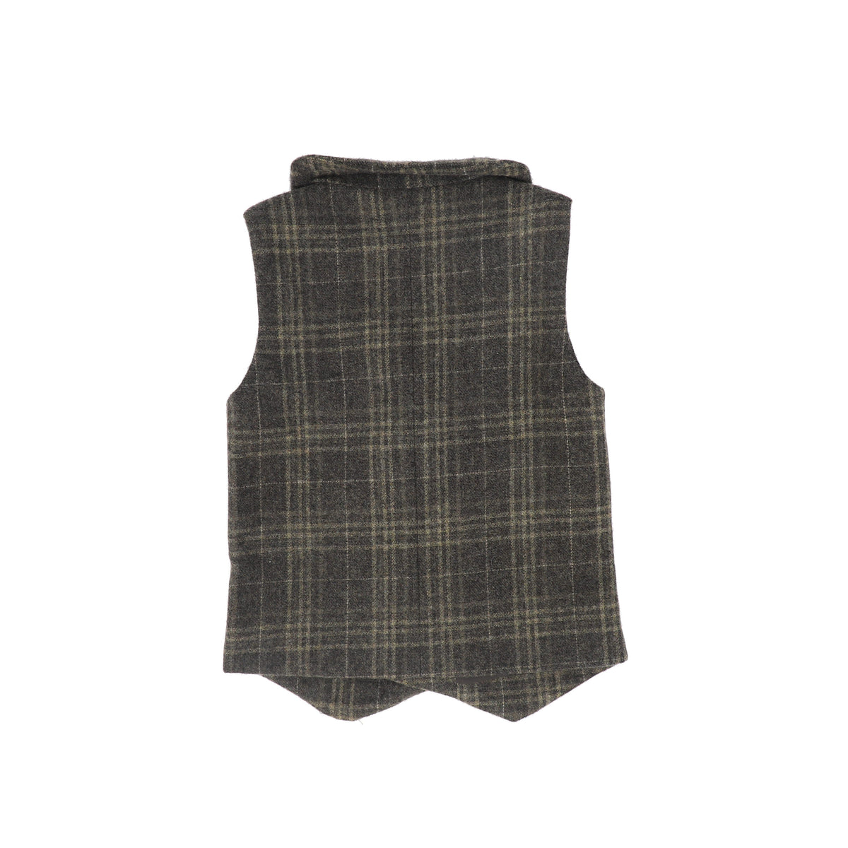 LE BOURDON GREY WOOL PLAID DOUBLE BREASTED VEST AW26 28646