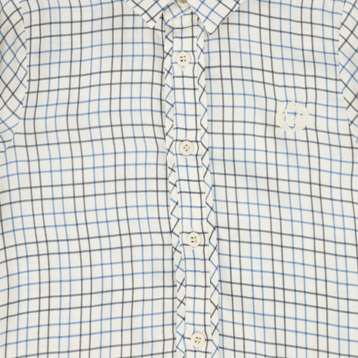 LE BOURDON WHITE/BLUE PRINTED COLLAR BLOUSE AW26 27437