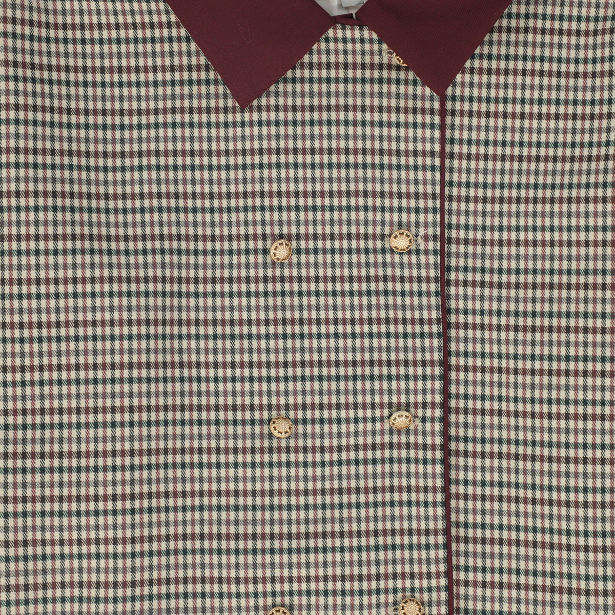 BACE BURGUNDY CHECKED WOOL SWING BLAZER WITH SKIRT SET AW26 28651