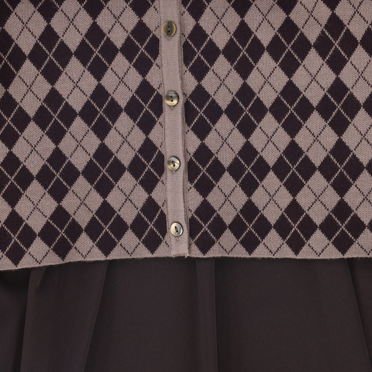 BAMBOO BURGUNDY ARGYLE CARDIGAN MAXI DRESS SET AW26 28489