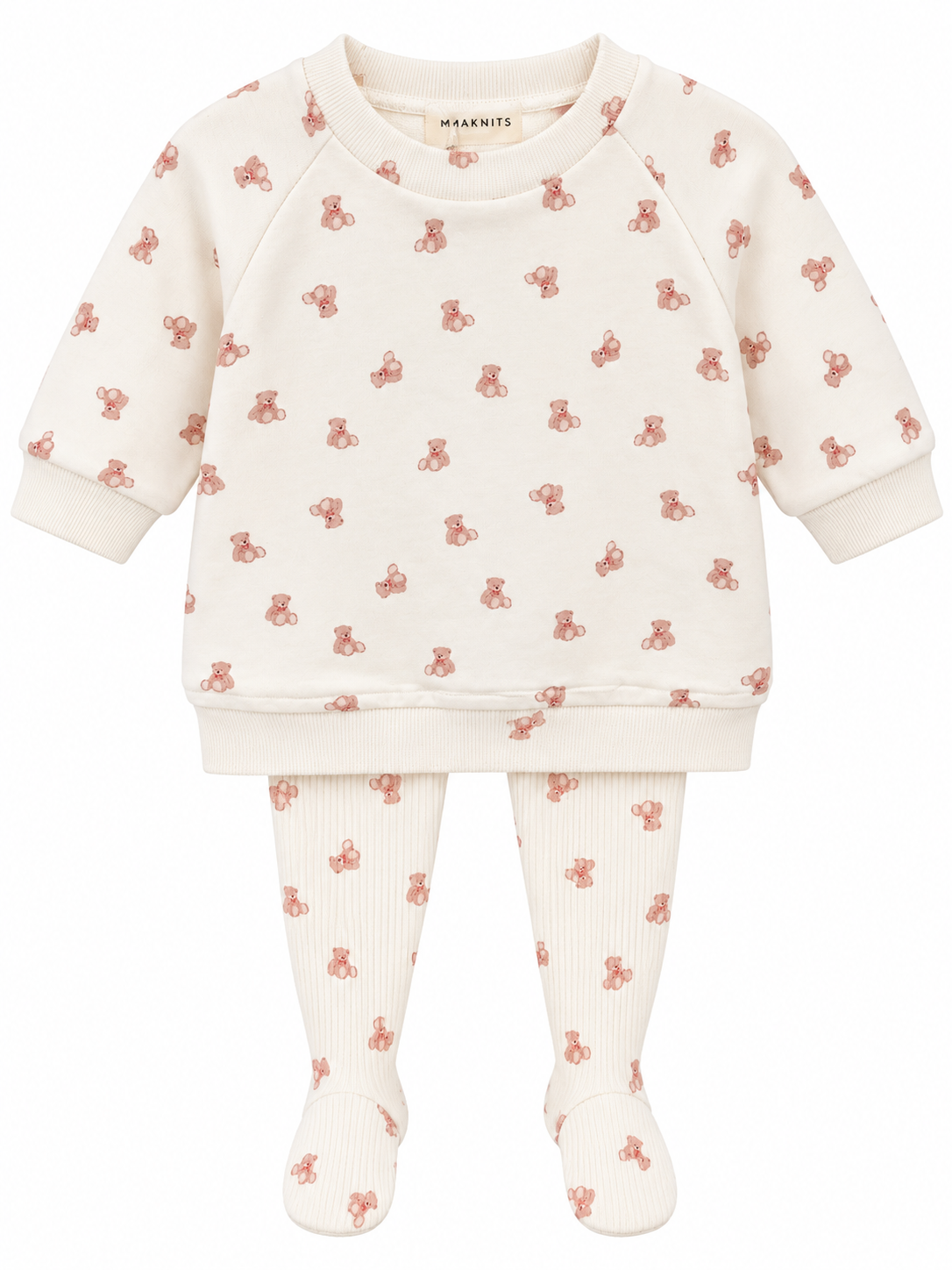 Mema Knits BEAR PRINT SWEATSHIRT SET MAW26-32 AW26