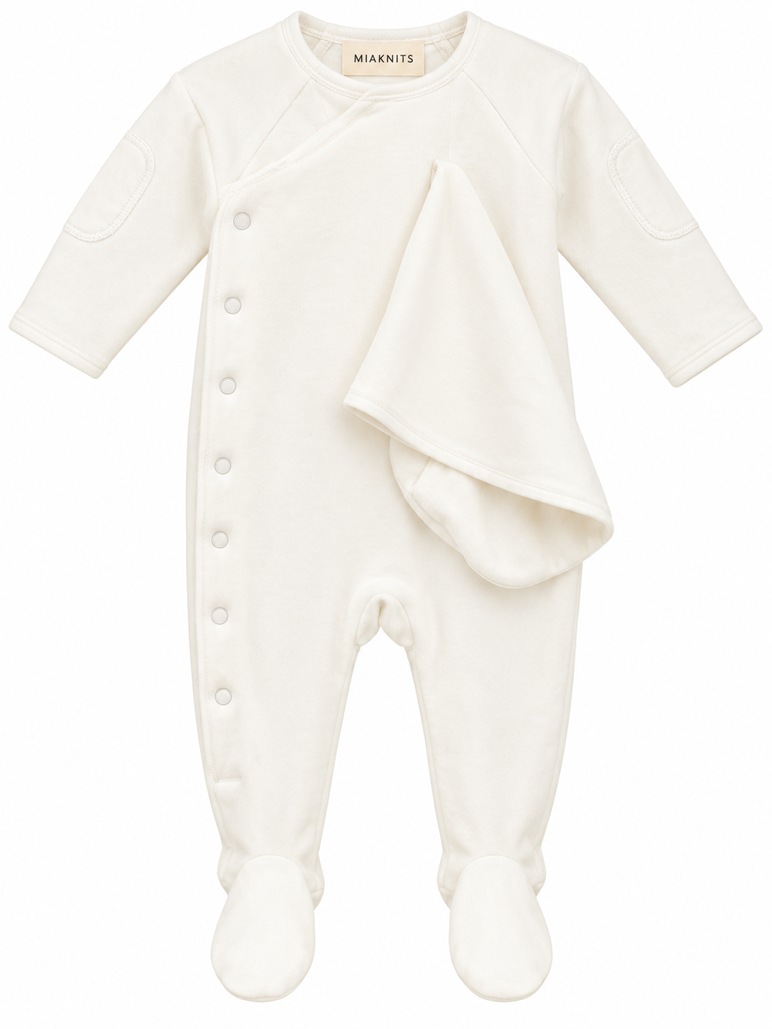 Mema Knits VELOUR SIDE SNAP FOOTIE + BEANIE MAW26-21-2PC AW26