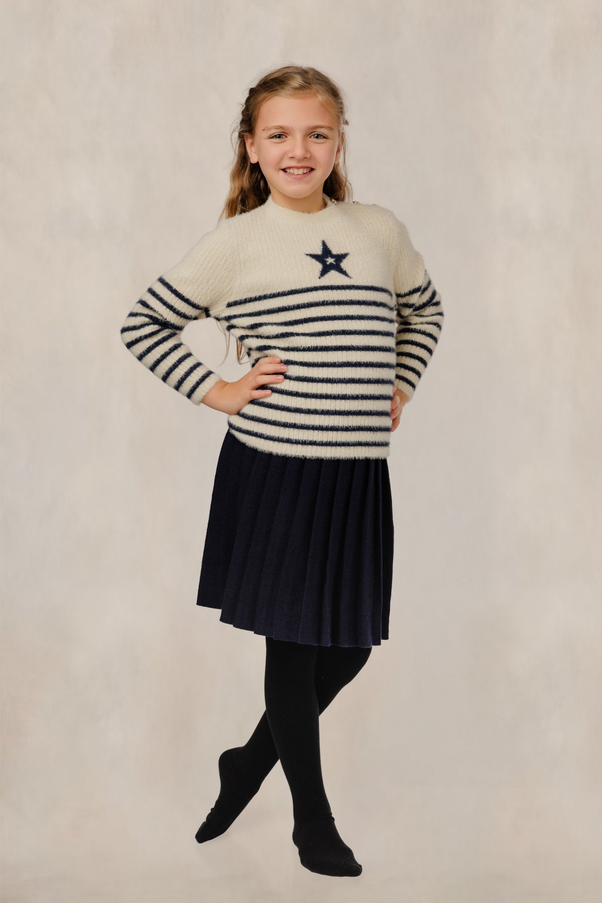 LUELLA Star Striped Fuzzy Sweater GW6436T-A AW26