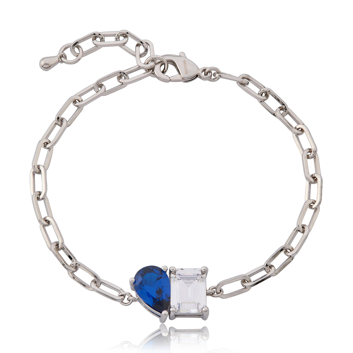 Riccova Classic Me & You Solitaire Paperclip Chain Link Bracelet