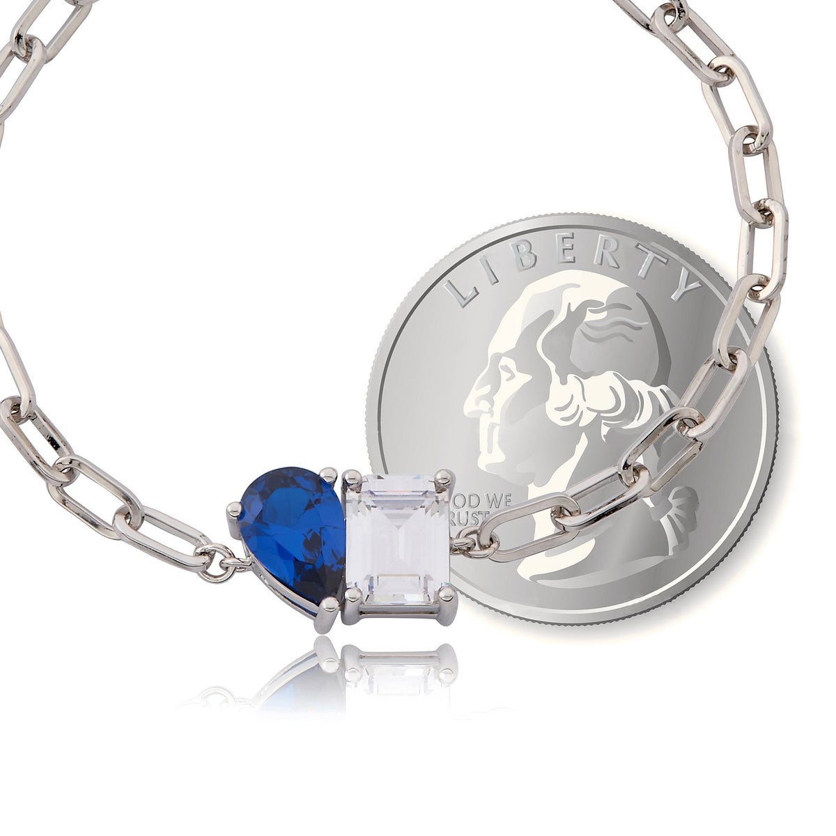 Riccova Classic Me & You Solitaire Paperclip Chain Link Bracelet