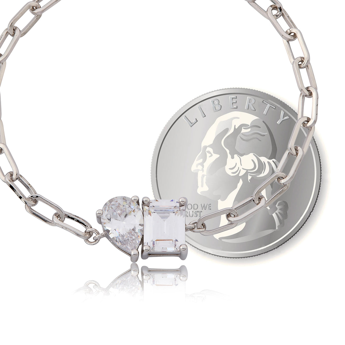 Riccova Classic Me & You Solitaire Paperclip Chain Link Bracelet