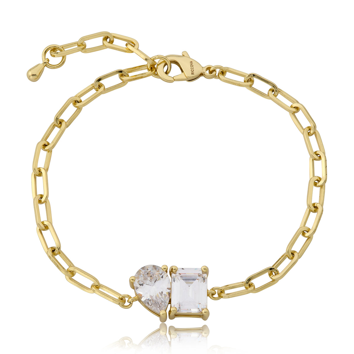 Riccova Classic Me & You Solitaire Paperclip Chain Link Bracelet