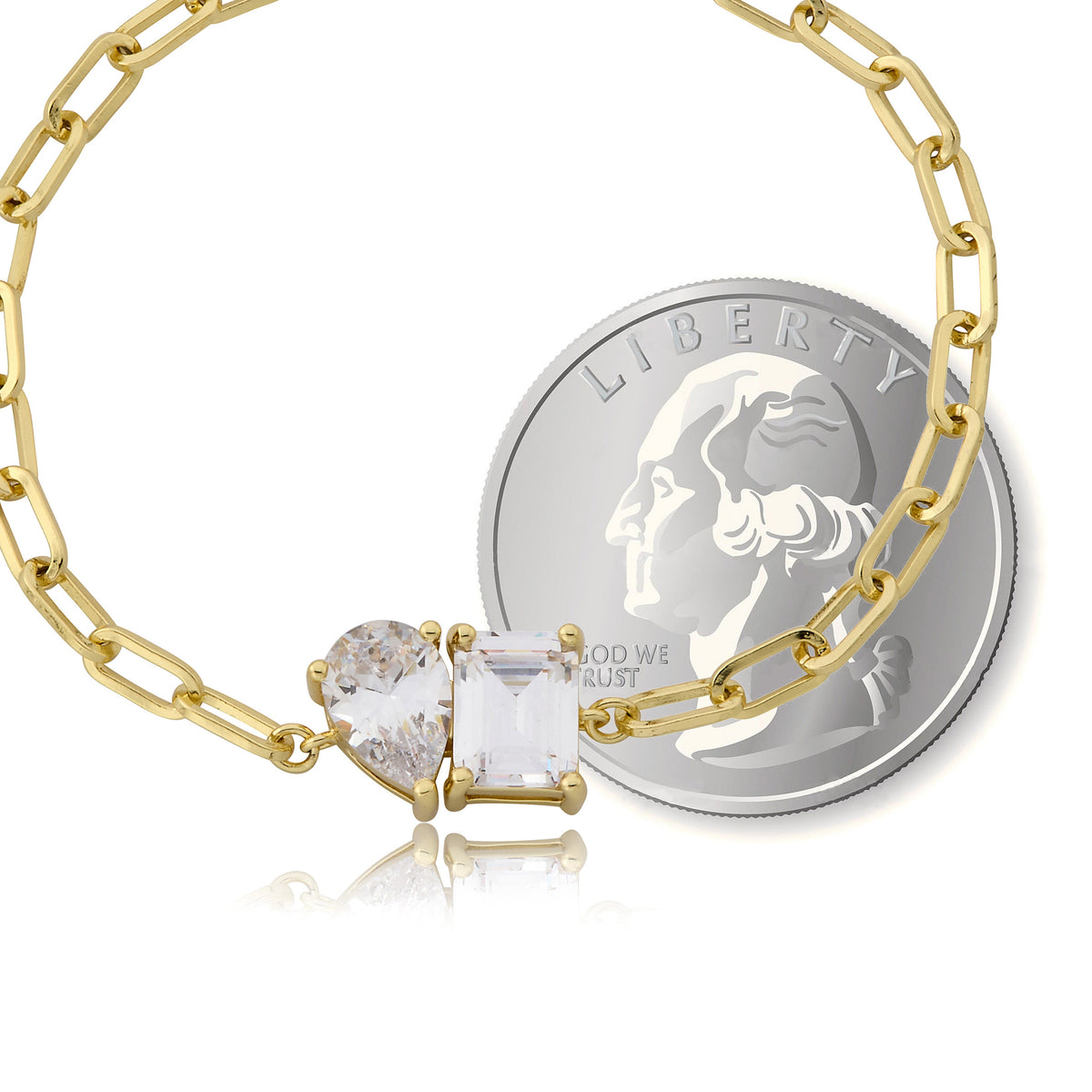 Riccova Classic Me & You Solitaire Paperclip Chain Link Bracelet