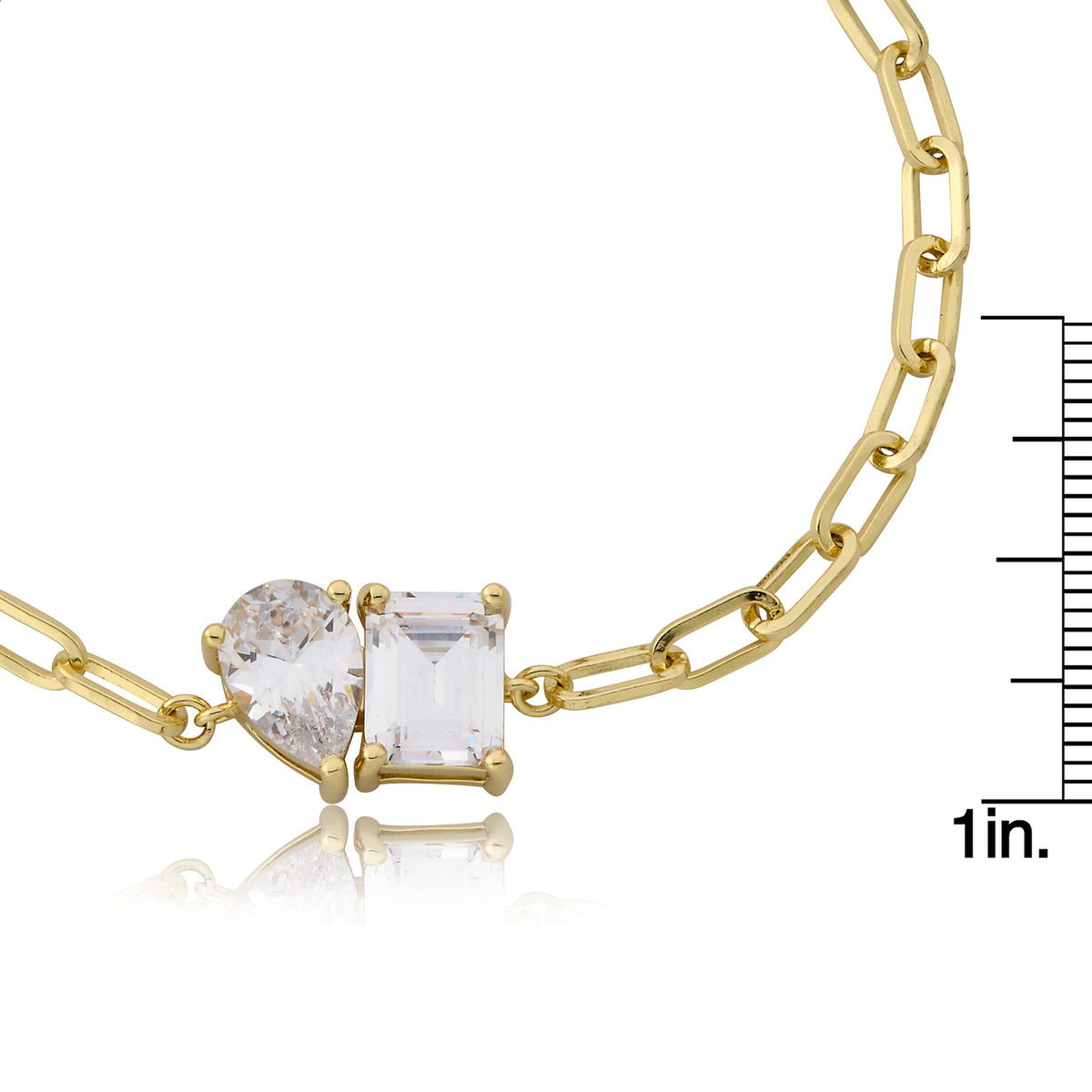 Riccova Classic Me & You Solitaire Paperclip Chain Link Bracelet
