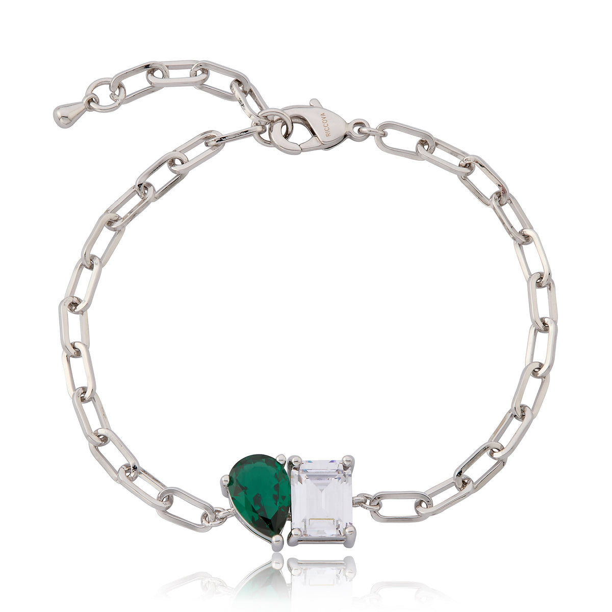 Riccova Classic Me & You Solitaire Paperclip Chain Link Bracelet