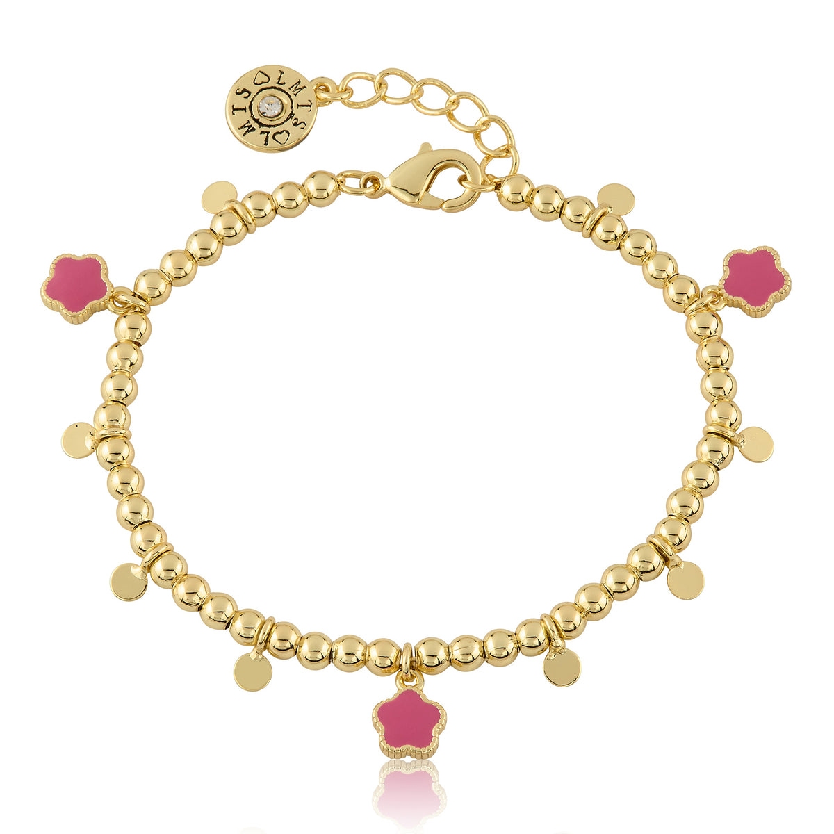 LMTS Classic! Bead & Disc Dangles Flowers Bracelet