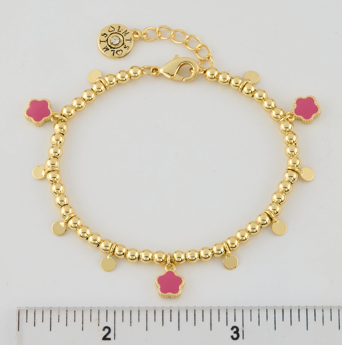 LMTS Classic! Bead & Disc Dangles Flowers Bracelet