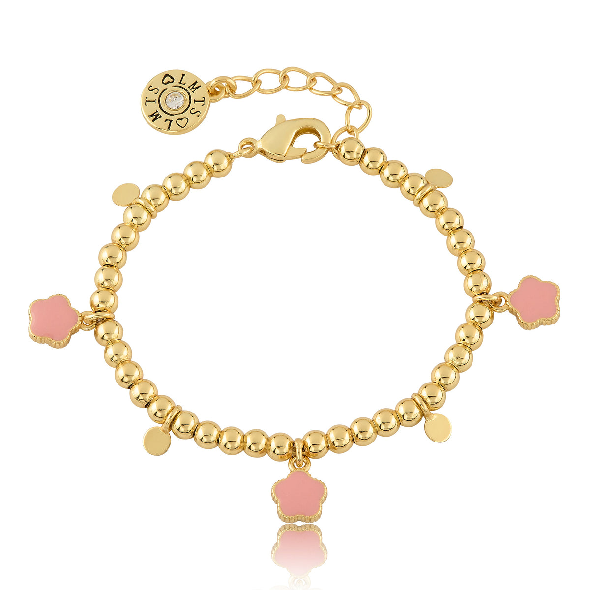 LMTS Classic! Bead & Disc Dangles Flowers Bracelet