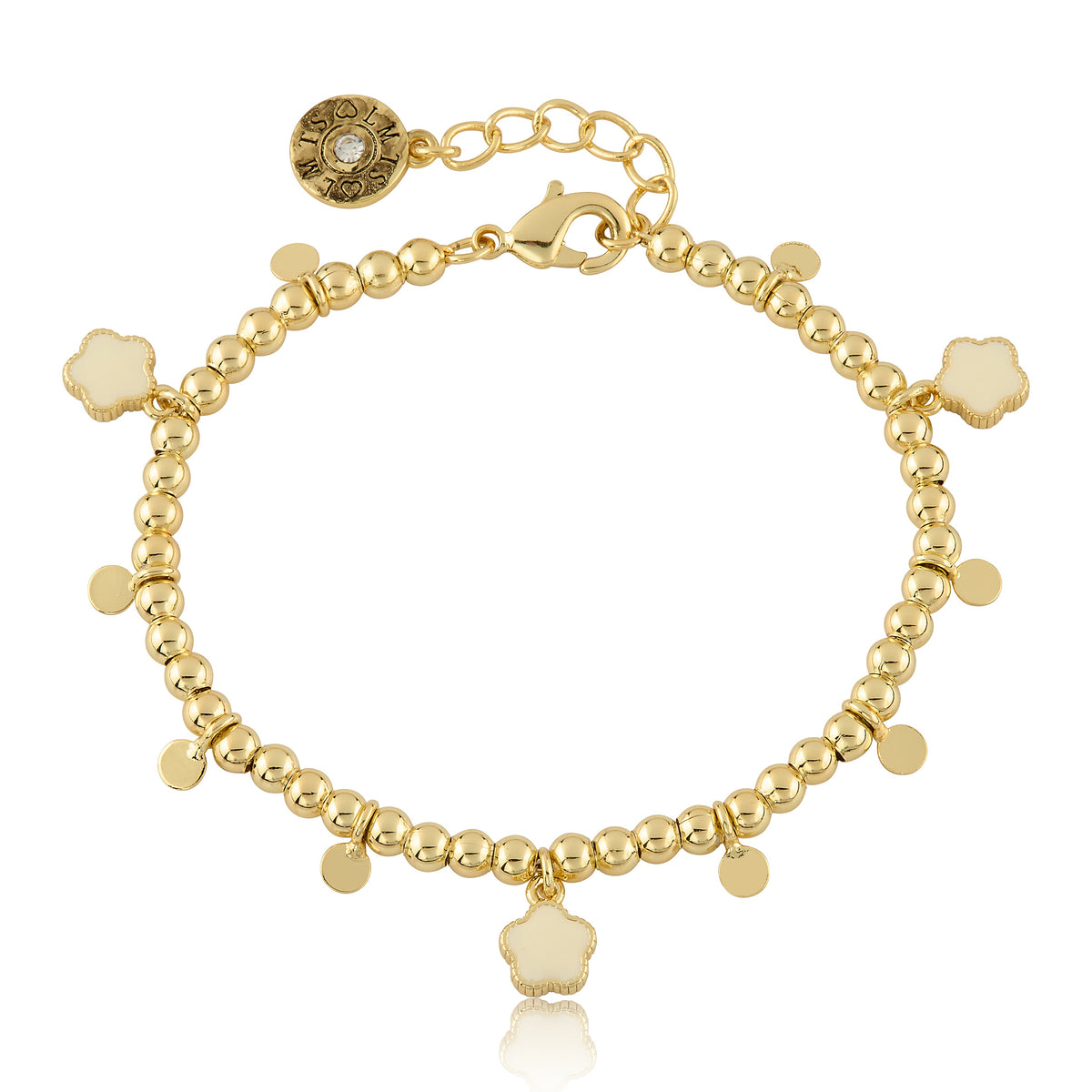 LMTS Classic! Bead & Disc Dangles Flowers Bracelet
