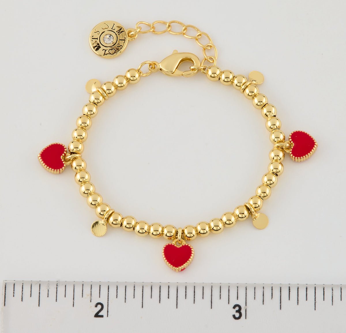 LMTS Classic! Bead & Disc Dangles Hearts Bracelet