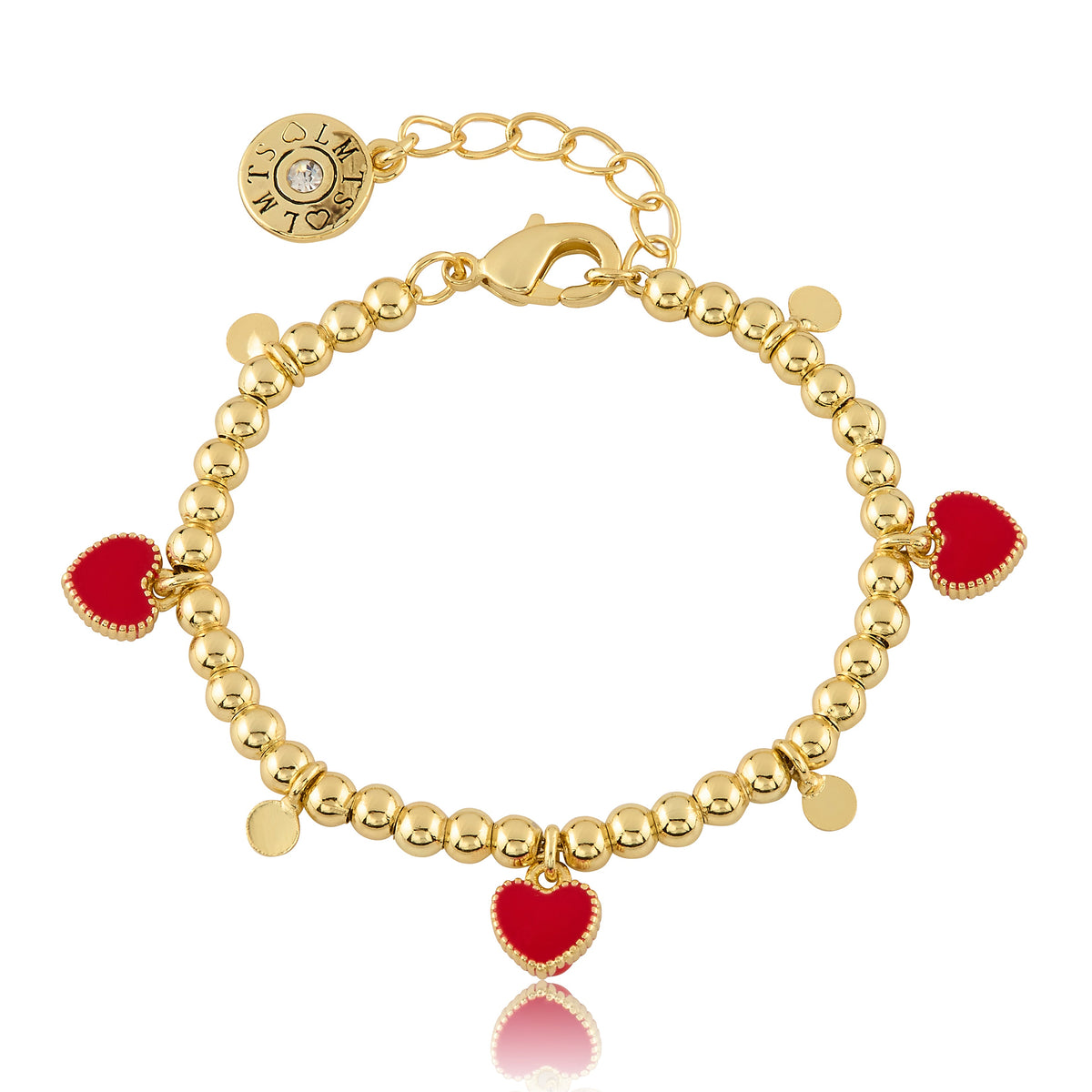 LMTS Classic! Bead & Disc Dangles Hearts Bracelet