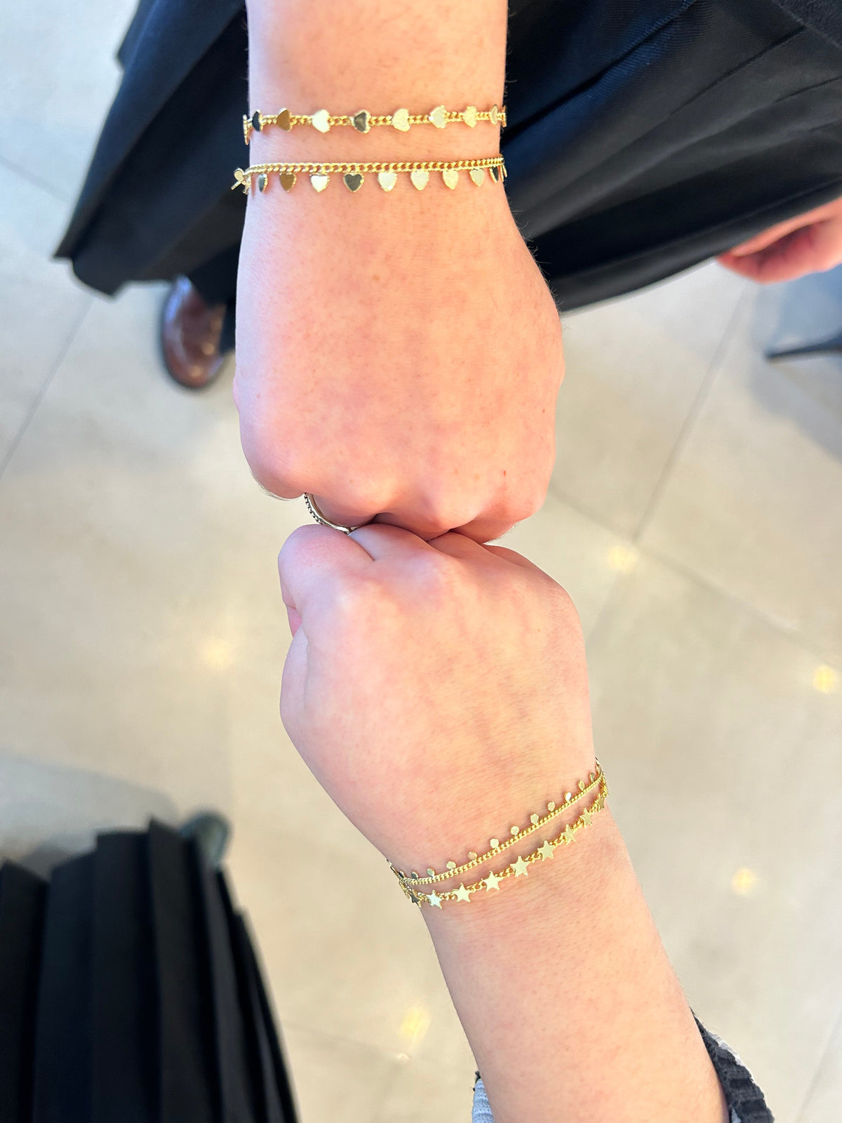 14K Gold Plated Hearts On Link Bracelet