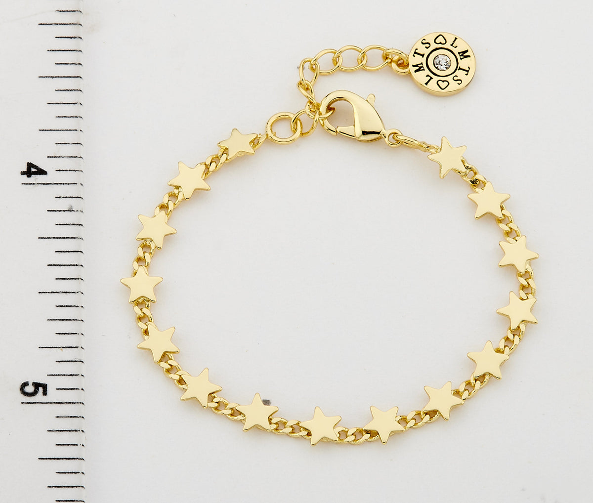14K Gold Plated Stars On Link Bracelet