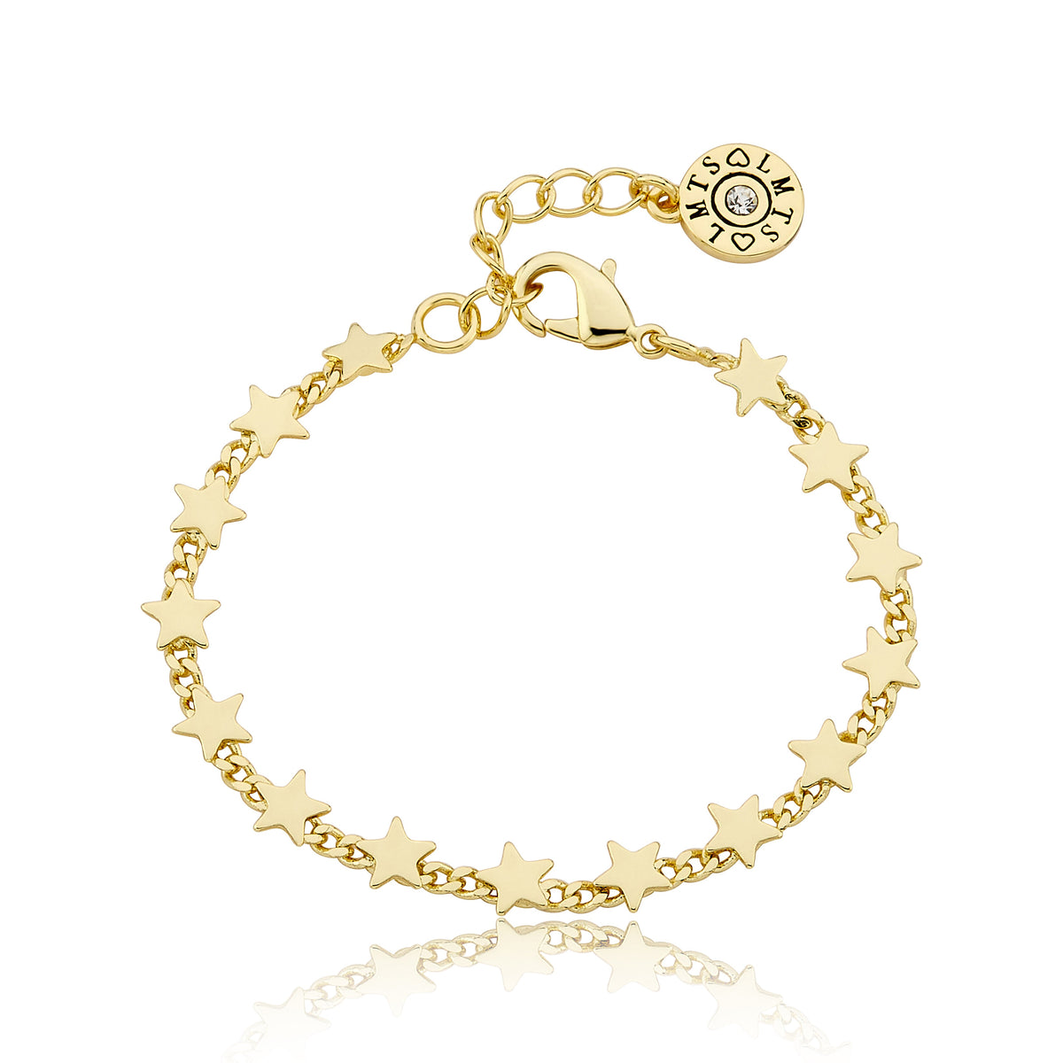 14K Gold Plated Stars On Link Bracelet