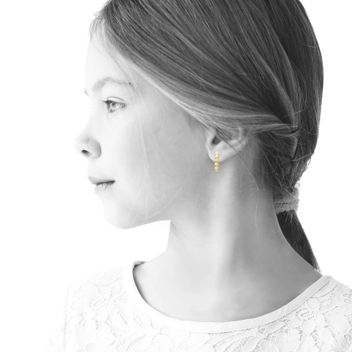Half Hoop Pearl Earring