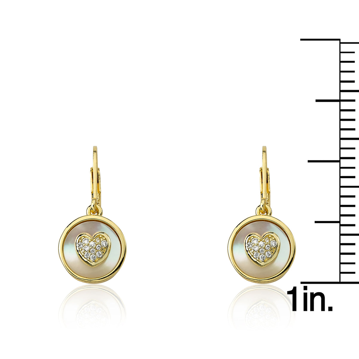 Cz Heart Coin Dangle Earring