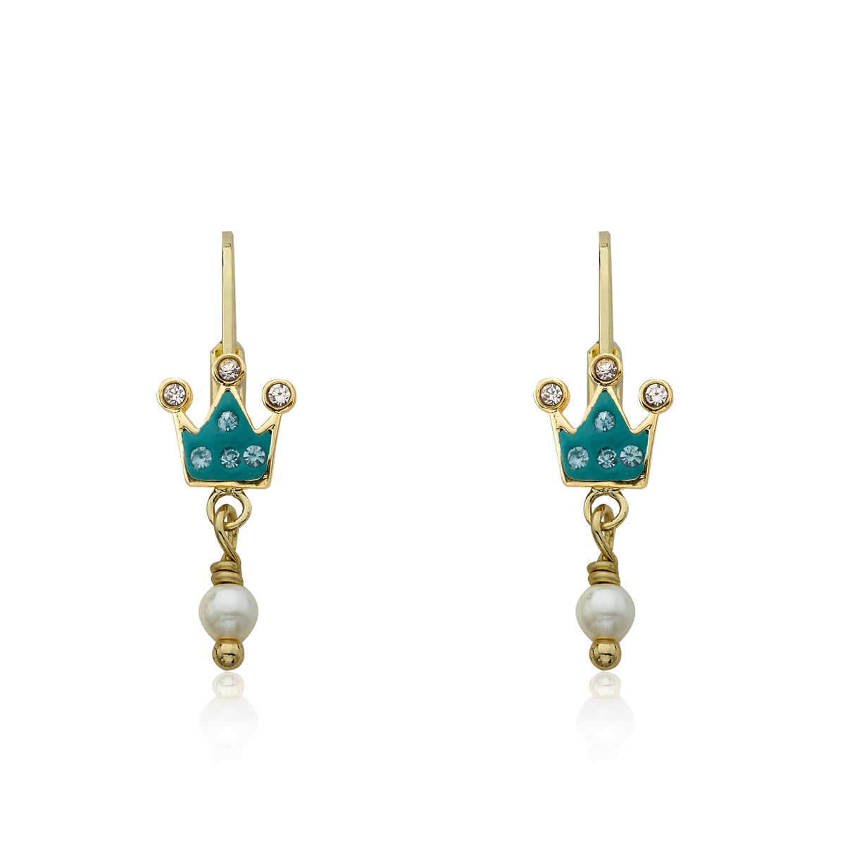 Crystal Crown & Pearl Dangle Earring