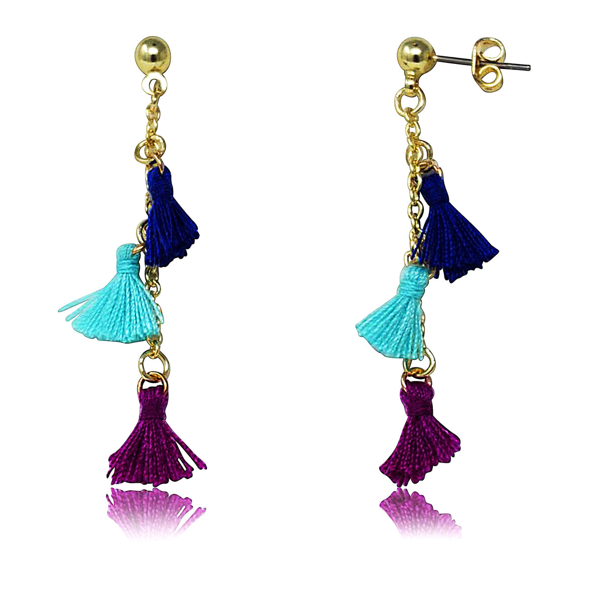 Mileez Triple Tassel Dangle Earring