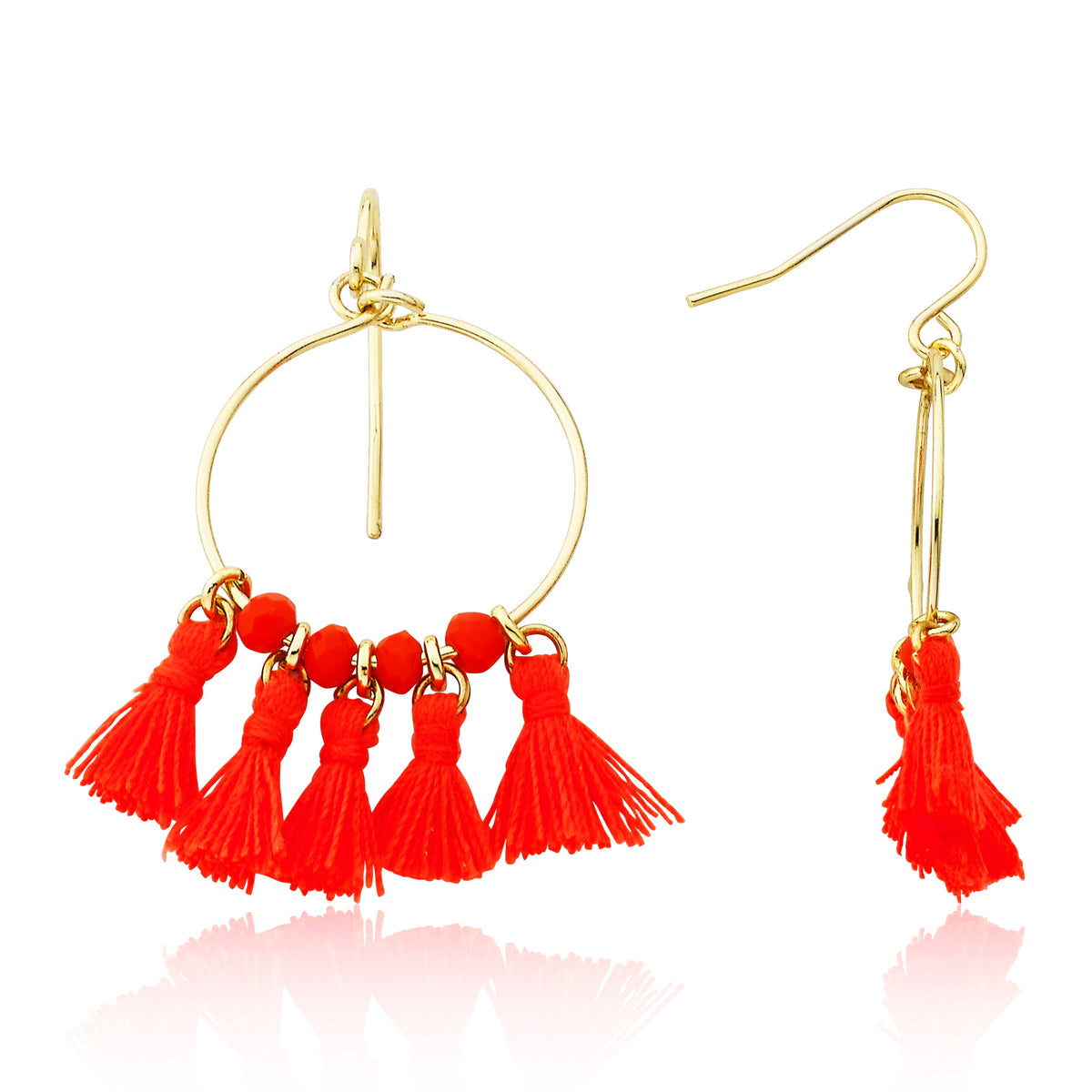 Mileez Bead & Tassel Hoop Fishhook Earring