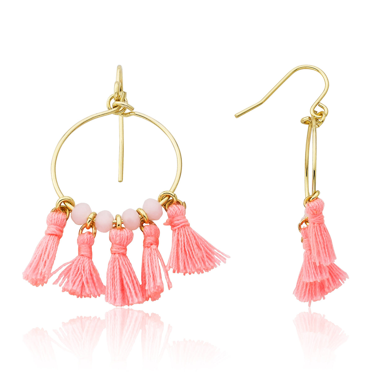 Mileez Bead & Tassel Hoop Fishhook Earring