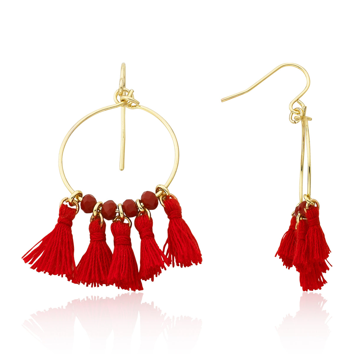 Mileez Bead & Tassel Hoop Fishhook Earring