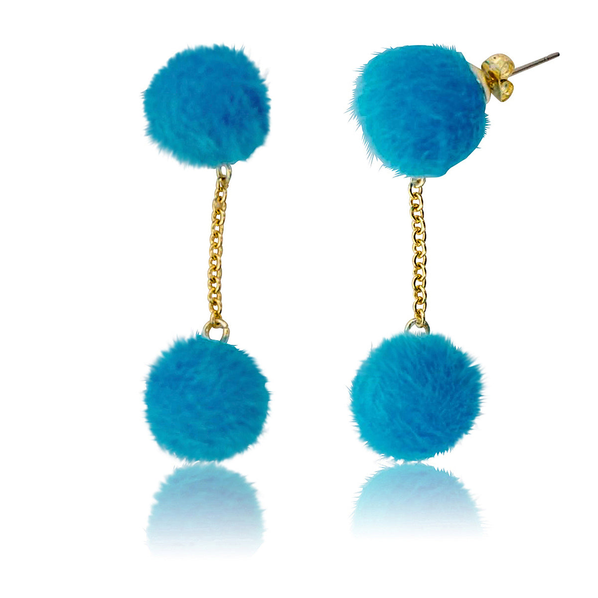 Mileez Double Pom Pom Dangle Earring