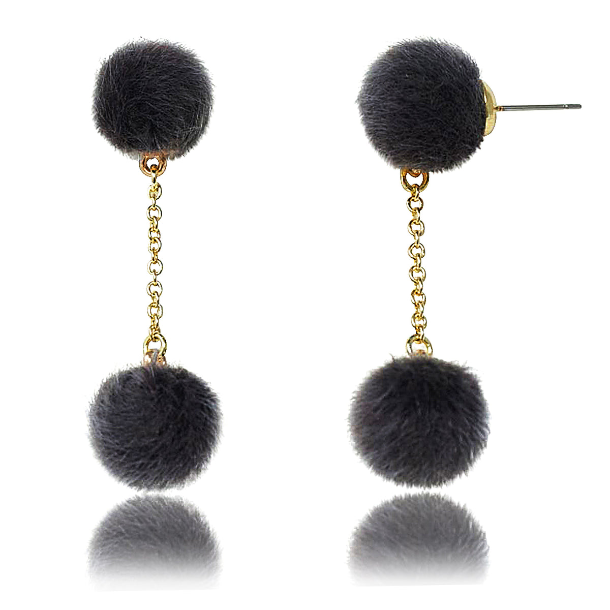 Mileez Double Pom Pom Dangle Earring