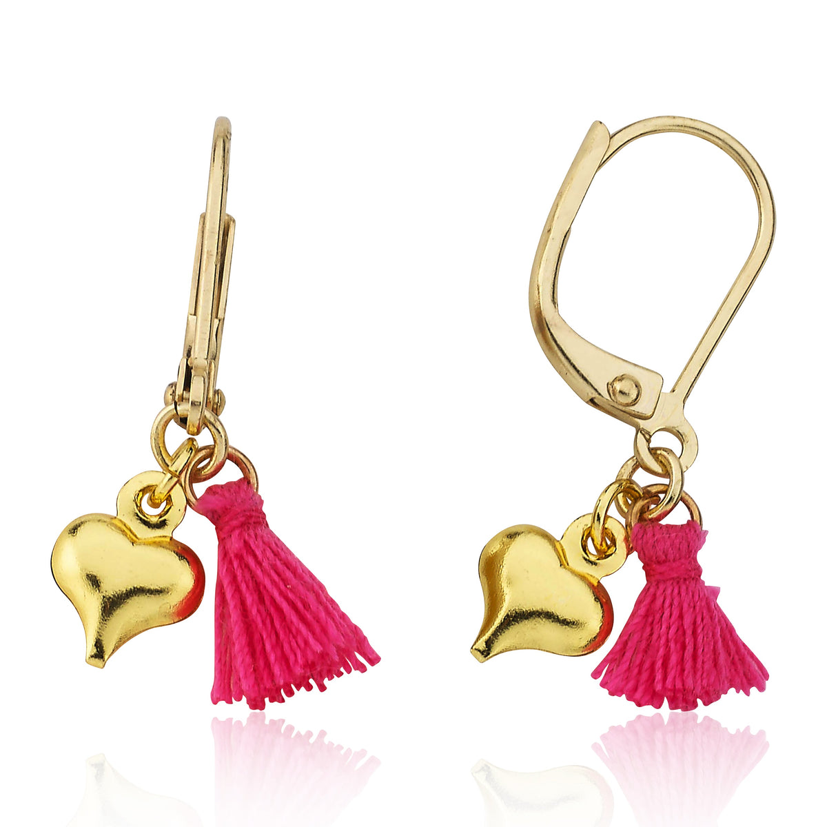 Mileez Mini Tassel & Heart Dangle Leverback Earring