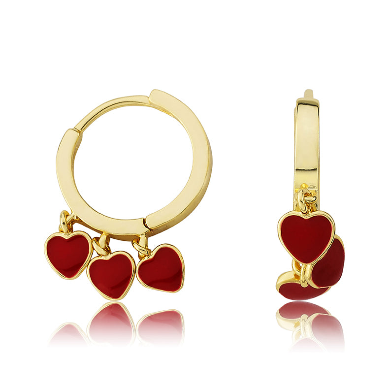 Enamel Hearts Dangle Earring